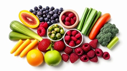 Wall Mural -  A vibrant array of fresh fruits and vegetables