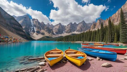 Canvas Print - canoes on the lake