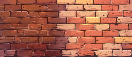 Poster - Colorful brick wall in cartoon style with various vibrant hues and tones