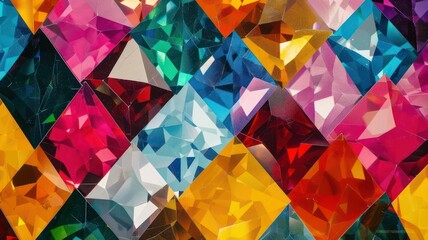 Wall Mural - Colorful diamonds pattern background created with Generative AI