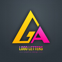 Wall Mural - The design of the letters G and A. A logo template for a business card, corporate design, recognizable element of a brand or corporation. The idea of thematic creativity