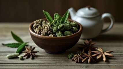 Sticker -  Earthy charm  A rustic table setting with a touch of nature