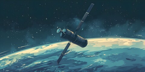 Poster - Orbiting Satellite Transmitting Critical Data for Global Weather Forecasting and Communications