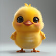 A cute and happy baby chicken 3d illustration