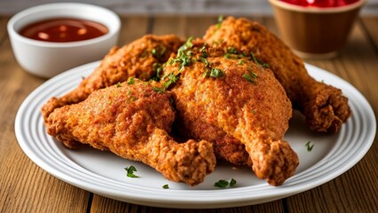 Canvas Print -  Deliciously crispy fried chicken ready to be savored