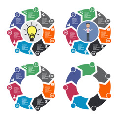 Set of Information round diagram 8 steps, infographic graphic pie design, marketing vector illustration
