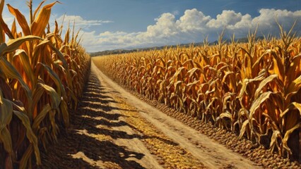 Wall Mural -  Autumn Harvest  A Path Through the Fields