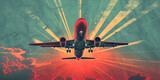 Fototapeta  - airplane in the sky, pop art, generative ai