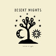 Western design elements and desert nights quote, design print element for poster, t shirt