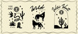 Set of cowboys design print elements. Coyotes, cactus and snake