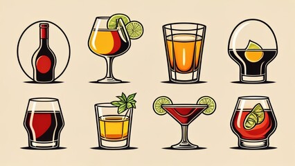 Canvas Print -  A selection of refreshing cocktails and drinks