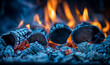 © Deea Journey  - closeup on wood logs burning in a campfire / fire place / stove  wallpaper