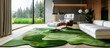 green modern rug foliage shaped in the living room concept