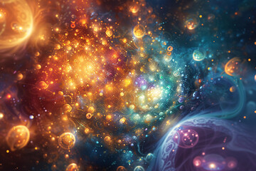 cosmic genesis: a swirling nebula of celestial bodies ignites the cosmos in a breathtaking display o