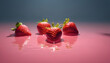 Strawberries floating in water, Floating strawberries, Pink strawberries in water, Strawberries in a pink bath, Fresh strawberries floating in water