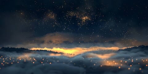 Wall Mural - ethereal cosmic landscape of shimmering stardust in misty atmosphere