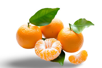 Wall Mural - Organic Mandarin Oranges on White Background