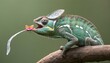 A-Chameleon-With-Its-Tongue-Extended-To-Catch-A-Bu- 2