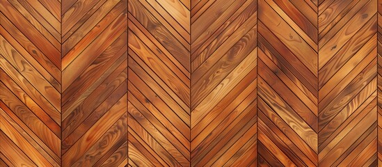 Poster - Close-up view of a wooden floor featuring a detailed herringbone pattern, creating a visually appealing texture for interior design
