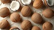Whole and Split Coconuts on Textured Surface