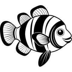 Wall Mural - For T-shirt Design Vector Black and white illustration of cartoon fish - Vector - Vector art - Vector illustration - Vector design - Latest Vector - Ultimate Vector - Premium Vector - Vector pro