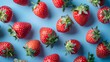 Fresh Strawberries on a Blue Background
