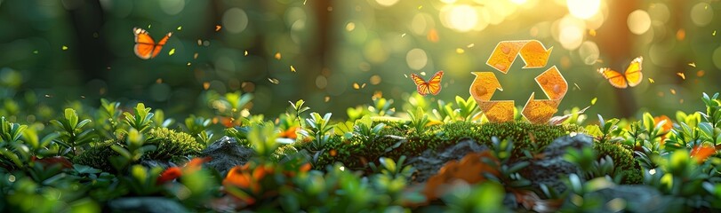 Wall Mural - colorful butterfly on the green leaf in the sunlight.