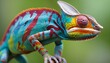 A-Chameleon-With-Its-Skin-Covered-In-Vibrant-Color-