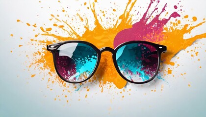 Wall Mural - background with sunglasses wallpaper texted Abstract lifestyle banner design with sunglasses and colorful splashing shapes.