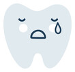 Gray crying tooth Emoji Icon. Cute tooth character. Object Medicine Symbol flat Vector Art. Cartoon element for dental clinic design, poster
