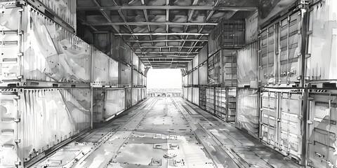 Poster - The Cavernous Interior of a Cargo Ship Transporting Goods Across the Oceans the Unsung Hero of Global Trade