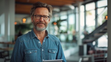 Sticker - Confident Man Holding Tablet