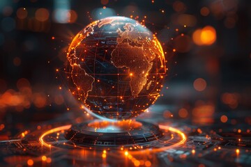 Poster - Detailed image of a glowing globe highlighting worldwide connectivity and network infrastructure