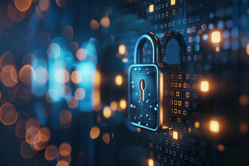 Digital padlocks, cyber security concept.