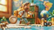 Excited 3D Animated Traveler in Tropical Destination