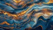 Abstract marble blue and gold background, colorful stone texture