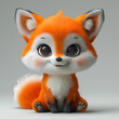 A cute and happy baby fox 3d illustration