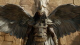 Fototapeta  - Ninurta, hero god, man in his mid 30s, clad in armor, and wings, Sumerian Mythology