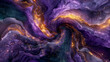 Cosmic Marble: Galactic Resin Art with Swirling Purple and Gold for Abstract Space-Themed Backdrops and Wall Decor