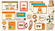 © katyaskrn - Set of Retro UI Elements and Icons in vintage colors. Old Computer Desktop Screen. Retro Vaporwave Vector Windows.