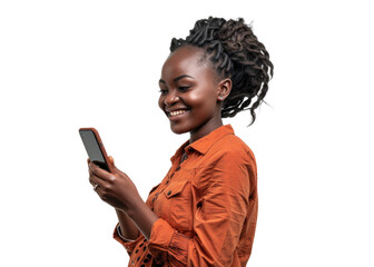 Smiling African Woman with Smartphone