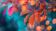 vibrant leaves on abstract background and bokeh