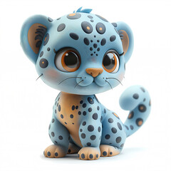 Wall Mural - A cute and happy baby leopard 3d illustration