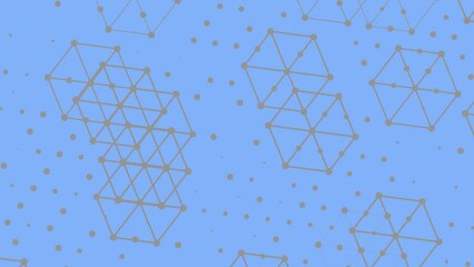 Poster - Abstract Geometric Background with Hexagonal Patterns and Dots on Blue
