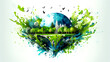 Green Planet Earth Save Earth concept art illustration global warming climate change banner design