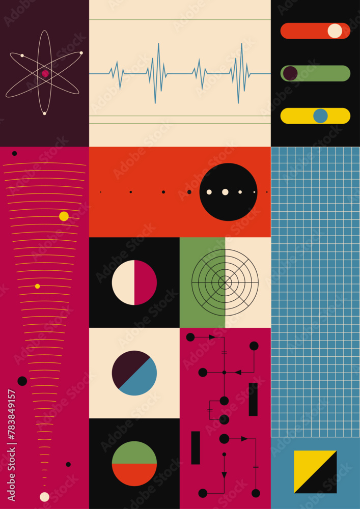 Vector de Stock 1960s Abstract Poster Template. Mid Century Modern ...