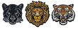 Predator wild cats embroidered patch badge set on transparent background