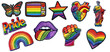 Pride power embroidered patch badge set on transparent background