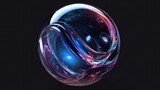 Fototapeta Perspektywa 3d - A captivating 3D animation featuring a surreal glass sphere surrounded by abstract elements