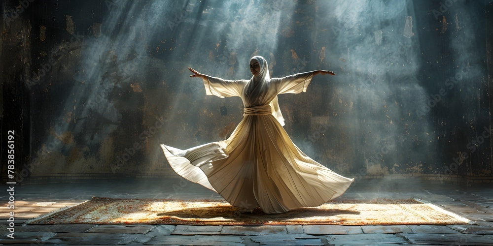 Whirling Dervish Dancers in Flowing Robes Spinning in Meditative ...